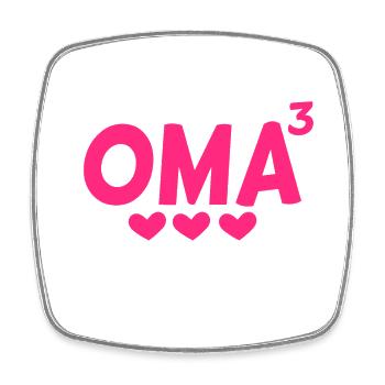 Oma hoch Drei - Dreifache Oma - Viereckiger Kühlschrankmagnet - Weiß - Vorne
