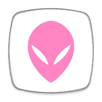 OVNI alien tête Rose - Magnet carré - blanc - Devant