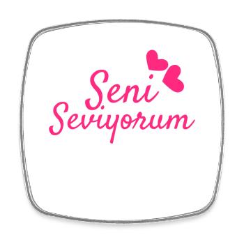 Seni Seviyorum turc - Magnet carré - blanc - Devant