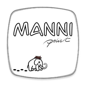 Manni das mürrische Mammut - Viereckiger Kühlschrankmagnet - Weiß - Vorne