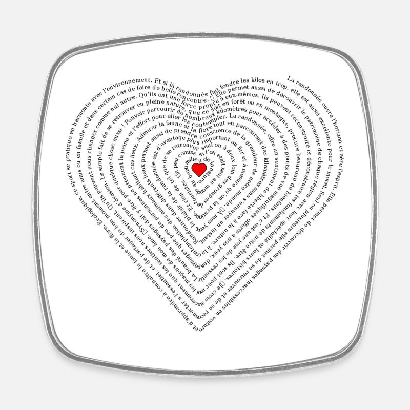 coeur randonnée - Magnet carré - blanc
