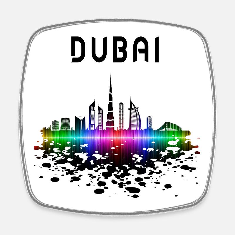 Dubai Skyline Splash Design / Cadeau - Magnet carré - blanc