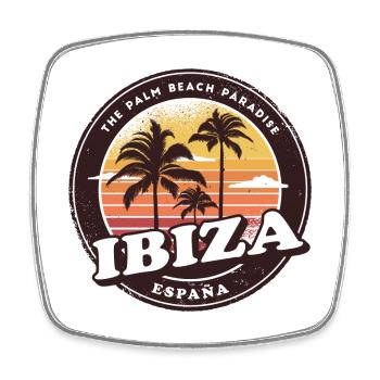 Ibiza Spain Vintage Beach Design - Square fridge magnet - white - Front