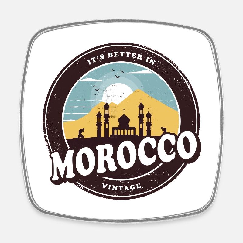Marokko Vintage Moschee Design - Viereckiger Kühlschrankmagnet - Weiß