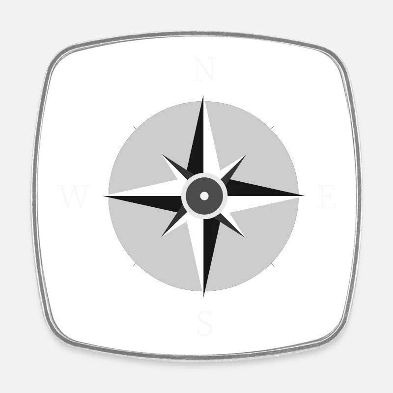Kompass - Viereckiger Kühlschrankmagnet - Weiß