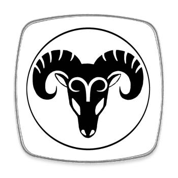 sign of the black ram zodiac - Square fridge magnet - white - Front
