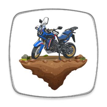 Africa Twin Enduro | Earth // Blau - Viereckiger Kühlschrankmagnet - Weiß - Vorne