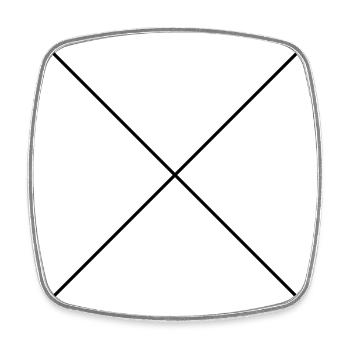 2 Linien die sich kreuzen - Viereckiger Kühlschrankmagnet - Weiß - Vorne