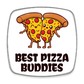 Pizza Buddy Beste Freunde Statement - Viereckiger Kühlschrankmagnet - Weiß - Vorne