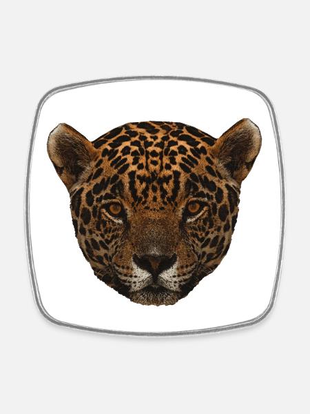 pretty big cats, big cat onca face - Square fridge magnet - white