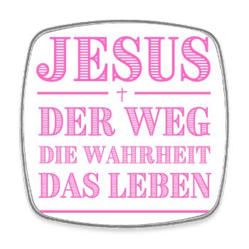 Jesus Weg Die Wahrheit Pink Typografie - Viereckiger Kühlschrankmagnet - Weiß - Vorne