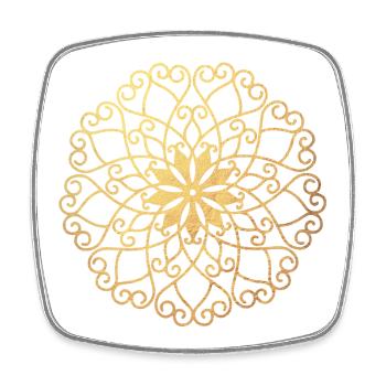 Gold Meditation Yoga Mandala Sonne Yogashirt India - Viereckiger Kühlschrankmagnet - Weiß - Vorne