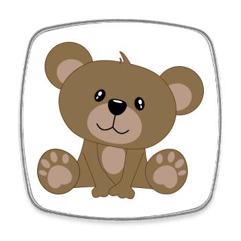 Ours, ours en peluche - Magnet carré - blanc - Devant