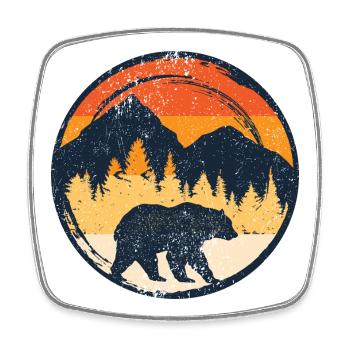 Bär bei Sonnenuntergang im Alpenkreis - Viereckiger Kühlschrankmagnet - Weiß - Vorne