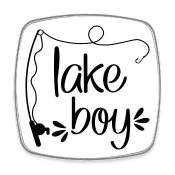 Small angler - Square fridge magnet - white - Front