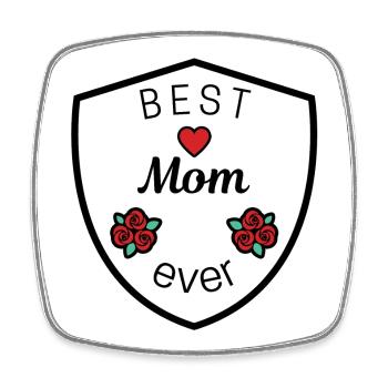 best mom ever blason bouclier armoiries coeur - Magnet carré - blanc - Devant