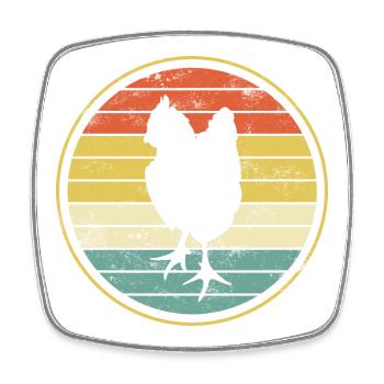 Poulet poules - Magnet carré - blanc - Devant