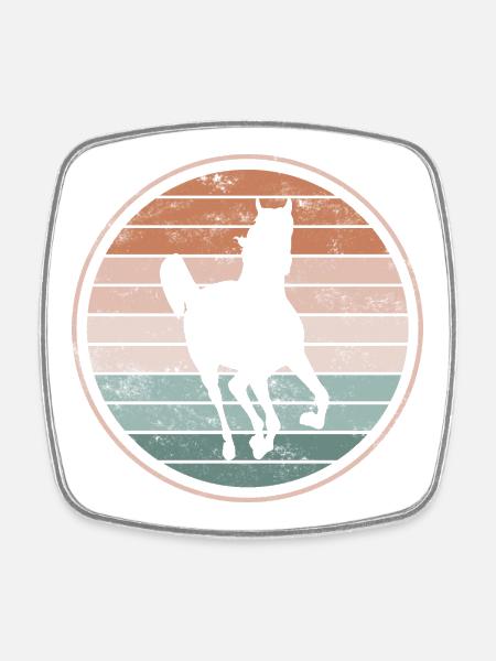 Cheval chevaux - Magnet carré - blanc