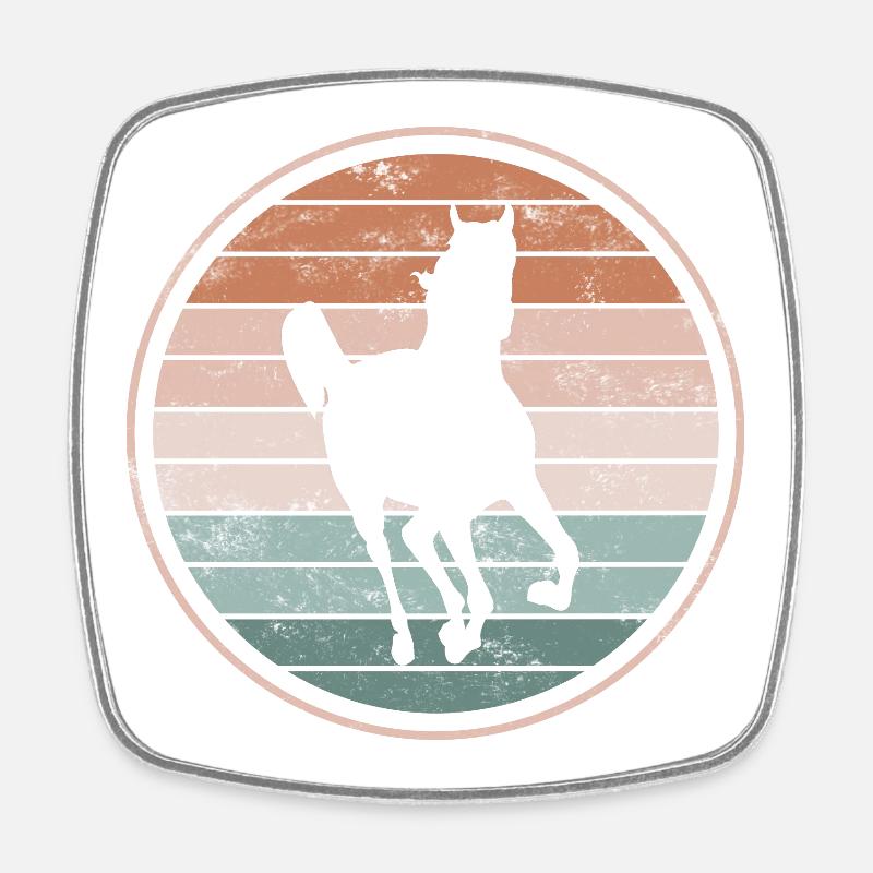 Cheval chevaux - Magnet carré - blanc