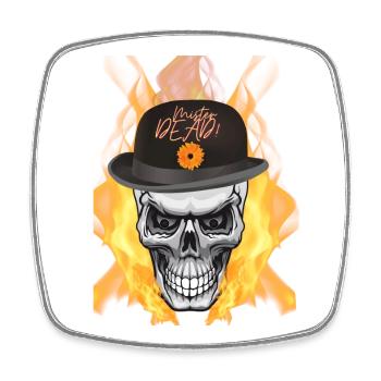 biker, skull, fire - Square fridge magnet - white - Front