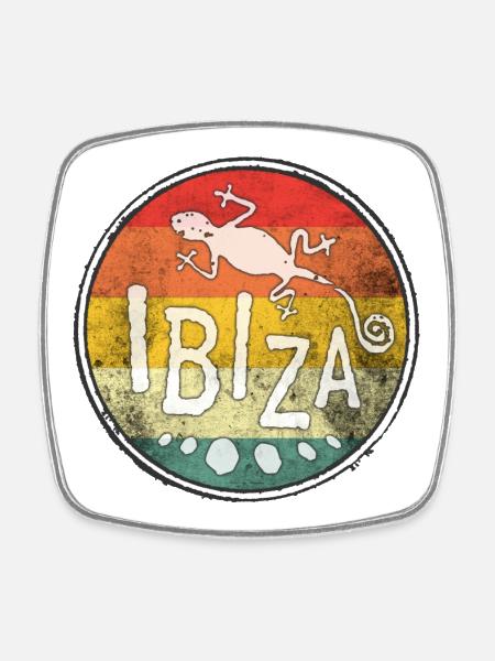 Ibiza Gecko Rétro Vintage Design - Magnet carré - blanc