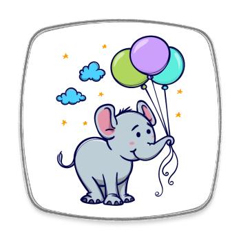 Tier Elefant - Viereckiger Kühlschrankmagnet - Weiß - Vorne