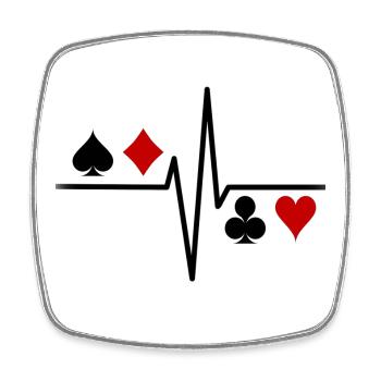 Poker Herzschlag - Viereckiger Kühlschrankmagnet - Weiß - Vorne