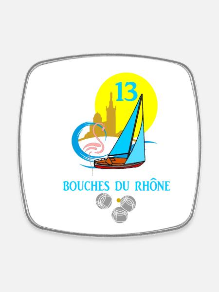 Bouches du rhône - Magnet carré - blanc