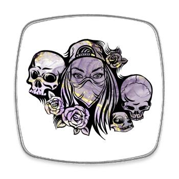 Woman Bandana Skulls Roses - Square fridge magnet - white - Front