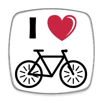 i love bycycles bike love heart wheel icon icon - Square fridge magnet - white - Front