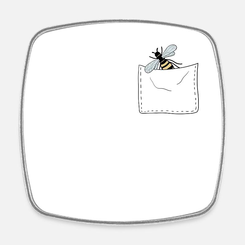 Abeille dans la poche de poitrine - Magnet carré - blanc
