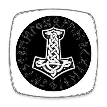 Mjölnir Celtique Nœud Runique - Magnet carré - blanc - Devant