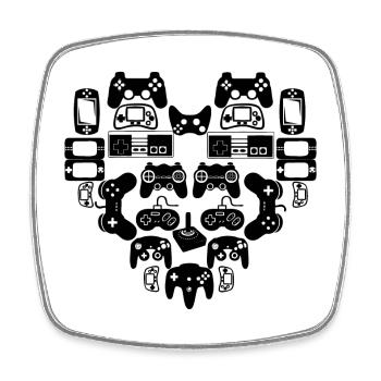 Heart Controller Joystick Gamer Gamer Gamer - Square fridge magnet - white - Front