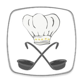 kochmütze mit suppenkellen, kochen - Viereckiger Kühlschrankmagnet - Weiß - Vorne