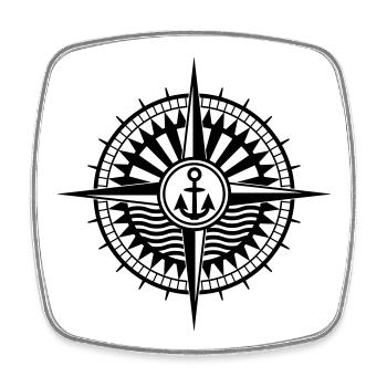 Cool seafarer compass with anchor and wind rose - Square fridge magnet - white - Front