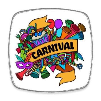 Karneval Masken Fasching Faschingsumzug - Viereckiger Kühlschrankmagnet - Weiß - Vorne