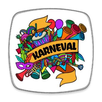 Faschingsumzug Karneval Fasching Masken - Viereckiger Kühlschrankmagnet - Weiß - Vorne