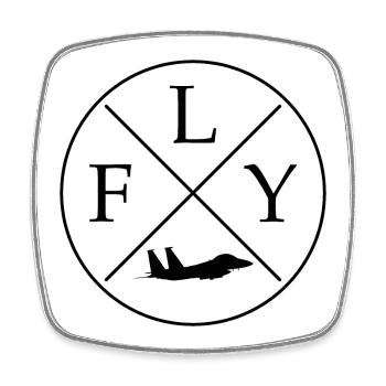FLY Logo Jet Kampfjet - Magnet carré - blanc - Devant