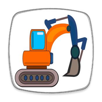 CONSTRUCTION SITE EXCAVATOR CHILDREN DIGGING - Square fridge magnet - white - Front