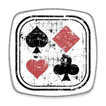 Pik Karo Herz Kreuz used look für Pokerspieler - Viereckiger Kühlschrankmagnet - Weiß - Vorne
