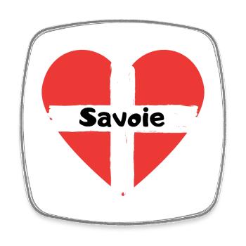 Savoie Drapeau Coeur - Magnet carré - blanc - Devant