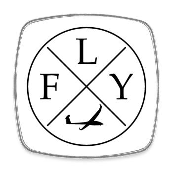 FLY Logo Segelflieger Segler Segelflugzeug - Viereckiger Kühlschrankmagnet - Weiß - Vorne
