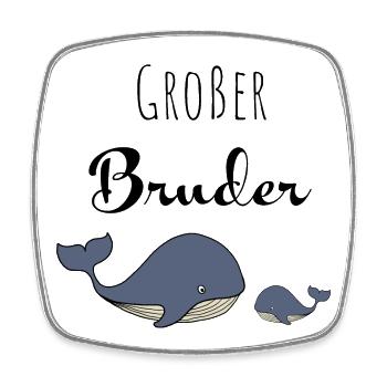 Großer Bruder Wal - Viereckiger Kühlschrankmagnet - Weiß - Vorne