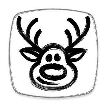 Noël Rennier visage Cerf - Magnet carré - blanc - Devant
