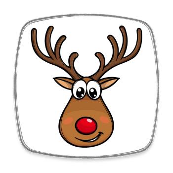 Rudolf Weihnachten Rentier Gesicht - Viereckiger Kühlschrankmagnet - Weiß - Vorne