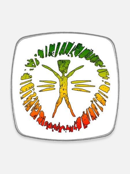 Hippie Reggae Sign with Gradient - Square fridge magnet - white