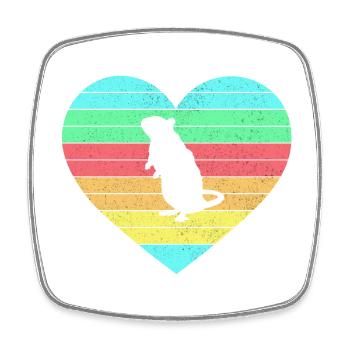 Maus Herz Design mit Regenbogen / Geschenk - Viereckiger Kühlschrankmagnet - Weiß - Vorne