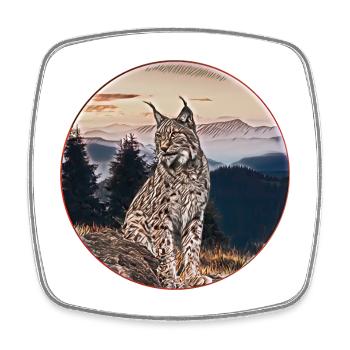 Lynx Nature Freedom Wildcat - Square fridge magnet - white - Front