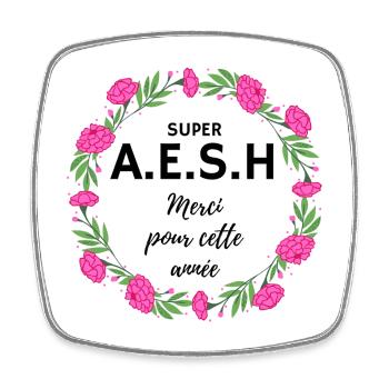 super AESH A.E.S.H. Merci pour cette année fleurs - Magnet carré - blanc - Devant