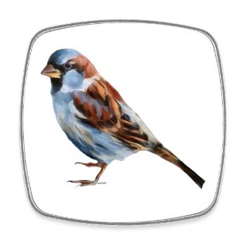 Vogel Spatz  - Viereckiger Kühlschrankmagnet - Weiß - Vorne